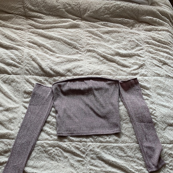 Metallic tube top with sleeves - Picture 2 of 2